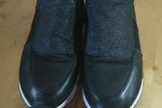 Womens ASH Lucky Star Black Glitter Trainers - Air Bubble Platform Wedge Sneakers Slip On UK \ Ire Size 6 Euro Size 39