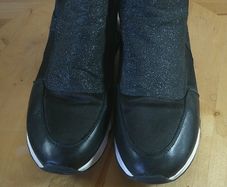 Womens ASH Lucky Star Black Glitter Trainers - Air Bubble Platform Wedge Sneakers Slip On UK \ Ire Size 6 Euro Size 39