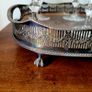 Exquisite vintage set of eight Webb Corbett cut crystal champagne glasses set on an ornate viners silverplate tray Image 3
