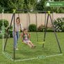 Double Garden Swing Set for Children Outdoor Metal Swing Frame Image 5