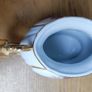 Vintage Karlovy Porcelain Mineral Water Sipping Straw Handle Cup Purple Flowers Image 3