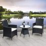 3-piece garden furniture set, lounge set, cream-colored cushions - made of PE rattan - table plus two chairs - practical to store, colour: black/cream Image 2