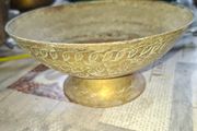 Antique Solid Brass Raised Pedestal, Holy Water Offering Bowl, Postage Available or Collection,