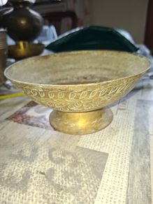 Antique Solid Brass Raised Pedestal, Holy Water Offering Bowl, Postage Available or Collection,