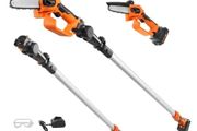 2-in-1 Cordless Pole Saw &amp; Mini Chainsaw, 20V 2Ah Battery Pole Chainsaw, 12.7cm Cutting Capacity 243.8 cm Reach Pole Saw for Branch Cutting &amp; Tree