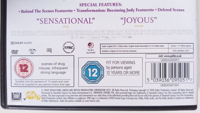 Judy [2019] Renee Zellweger, Jessie Buckley, Finn Wittrock, Rufus Sewell & Michael Gambon [DVD Movie] Academy Award Winner