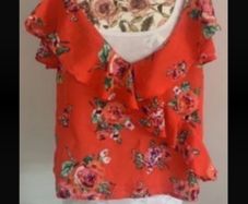 cami coral red floral top with cold shoulder detail size 14