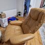 Tan Leather Reclining Chair. Image 3