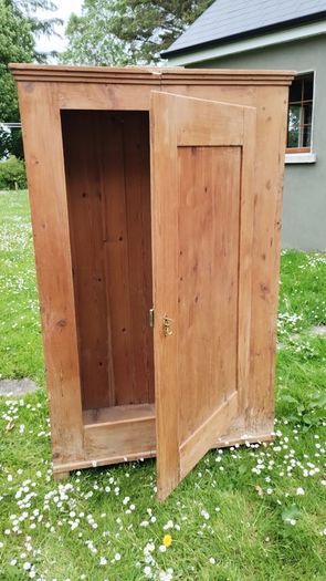 Wardrobe - large, rustic, antique pine wardrobe.