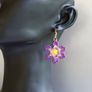 Handmade Beaded Purple Flower Earrings Image 3