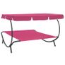Outdoor Lounge Bed with Canopy Pink Image 5