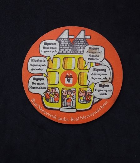 Higsons Beer : Real Merseyside Pubs - Real Merseyside Beer , 1970s Beer Mat/Coaster