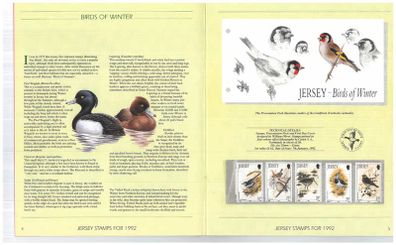 1992 Jersey (Channel Islands) Stamp Year Book (softback) issued by Jersey Post with 12 images of contents