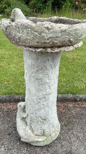 Vintage cast reconsituted  stone birdbath c1950