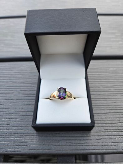 9ct Yellow Gold Mystic Topaz Solitaire Ring