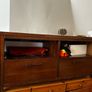 Matching Solid Mahogany TV Unit & Tall Open Shelving Bookcase Set Image 4