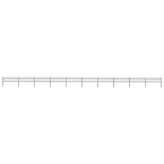 Garden Fence with Spear Top Steel 17x0.6 m Black