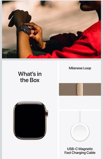 Apple Watch Series 11 GPS + Cellular 42mm Smartwatch with Gold Titanium Case with Gold Milanese Loop. Brand New Sealed