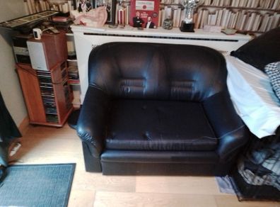 Small couch, single bed