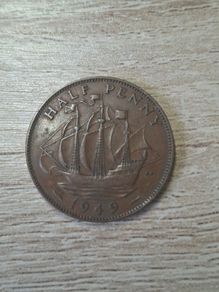 Great Britain UK 1949 Half Penny George VI Coin - free standard postage
