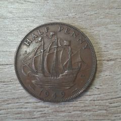 Great Britain UK 1949 Half Penny George VI Coin - free standard postage