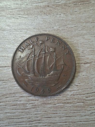 Great Britain UK 1949 Half Penny George VI Coin - free standard postage
