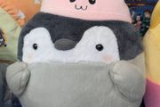 Koupen Chan with rabbit hat plushie