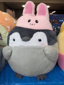 Koupen Chan with rabbit hat plushie