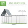 Walk In Chicken Run, Large Poultry Coop Cage Hen House Rabbit Hutch for 6-8 Chickens Outdoor Galvanized Metal Enclosure w/ Water-Resist Cover Image 4