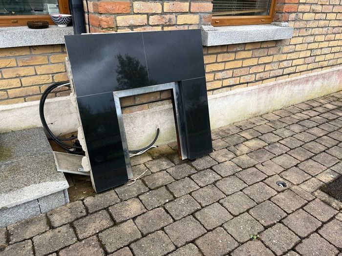 Pine fire place surround and marble insert