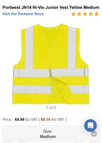 hi vis portwest junior yellow