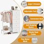 Small 5 Fabric Drawer Dresser with Clothes Rack Chest of Drawers with Hanging Rail Reversible Kids Wardrobe with Clothes Rack, Multifunctional Bedroom or Nursery Organiser (White) Image 4