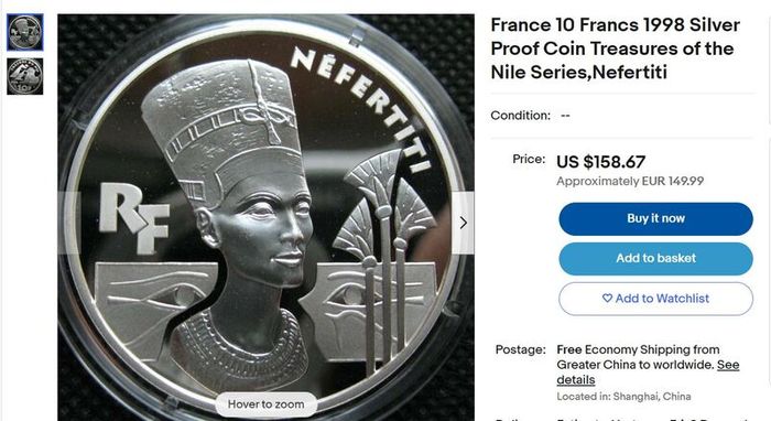 Nefertiti Treasures of the Nile France 10 Francs 1998 Silver Proof Coin Egypt Series