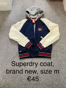 Superdry coat, size med, 12 to 14, brand new