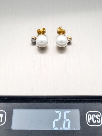 925 Silver Faux Pearl Cubic Zirconia Stud Earrings