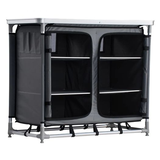 Camping Storage Cabinet, Outdoor Portable Aluminum Lightweight Table, Quick Set-up Compact Kitchen Cook Station, with 6 Shelves and Carry Bag, for Picnic, BBQ, Party, Camping, RV Traveling