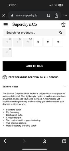 Superdry Studios Cropped Liner Jacket