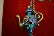 Vintage Unique Flower Teapot Necklace