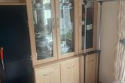 Light Beech Display China Cabinet with Internal LED Lights, Like New Condition
