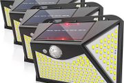 Solar Lights,203LED Solar Lights Outdoor Garden,Solar Security Light Outdoor Motion Sensor Wall Light with3 Intelligent Modes for Outside 4 Pack (FREE POSTAGE)