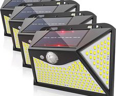 Solar Lights,203LED Solar Lights Outdoor Garden,Solar Security Light Outdoor Motion Sensor Wall Light with3 Intelligent Modes for Outside 4 Pack (FREE POSTAGE)