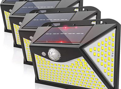 Solar Lights,203LED Solar Lights Outdoor Garden,Solar Security Light Outdoor Motion Sensor Wall Light with3 Intelligent Modes for Outside 4 Pack (FREE POSTAGE)