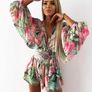 Set of chiffon tied top and shorts tropical pattern Image 7
