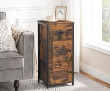 Chest of Drawers: Cabinet with Drawer and Adjustable Shelf, Side Cabinet, Bedside Cabinet, Telephone Table, Slatted Door, Hallway Cabinet, Living Room, Bedroom, Office, Hallway, Vintage