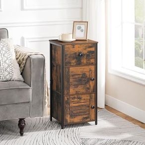 Chest of Drawers: Cabinet with Drawer and Adjustable Shelf, Side Cabinet, Bedside Cabinet, Telephone Table, Slatted Door, Hallway Cabinet, Living Room, Bedroom, Office, Hallway, Vintage