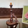 Primitive Candle Stick Antique Style Wood with Iron Tacks Image 5