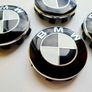 Set of 4 brand new 56mm BMW BLACK / WHITE alloy wheel caps 56 Image 5