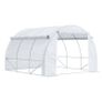 3 x 3 x 2 m Polytunnel Greenhouse with Roll-up Side Walls, Walk-in Grow House Tent with Steel Frame, Reinforced Cover, Zipped Door, and 6 Mesh Windows for Garden, White Image 2