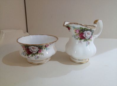 Sugar Bowl & Milk Jug Royal Albert " Celebration" Bone China