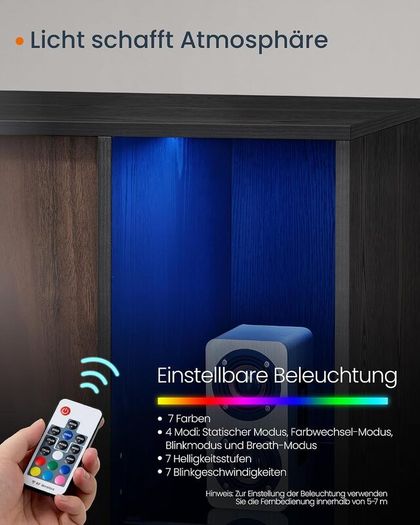Sideboard Storage TV Cabinet with LED Lighting With Adjustable Shelves
